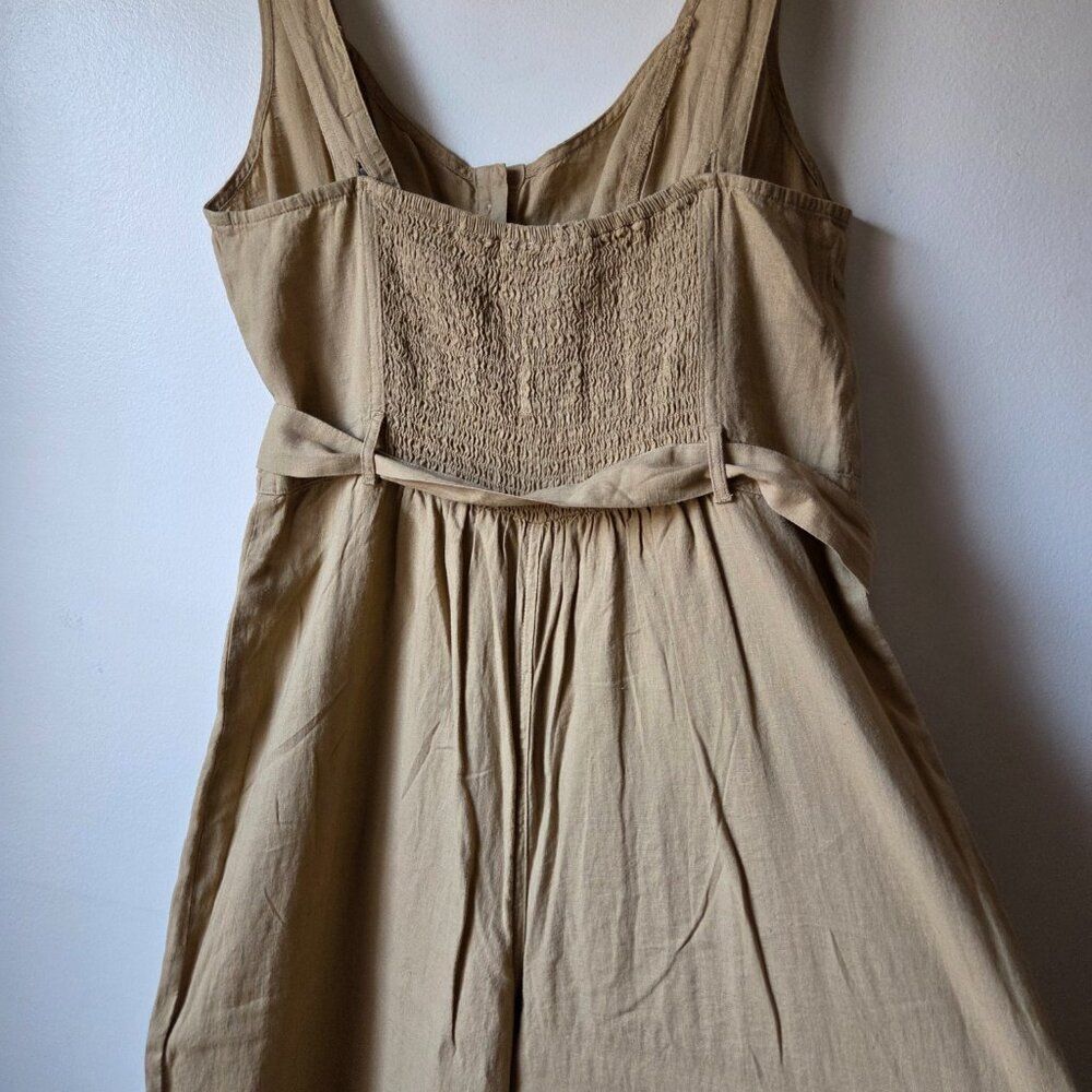 NWT AMERICAN EAGLE TAN LINEN BLEND BUTTONED JUMPSUIT SIZE M - Picture 6 of 16